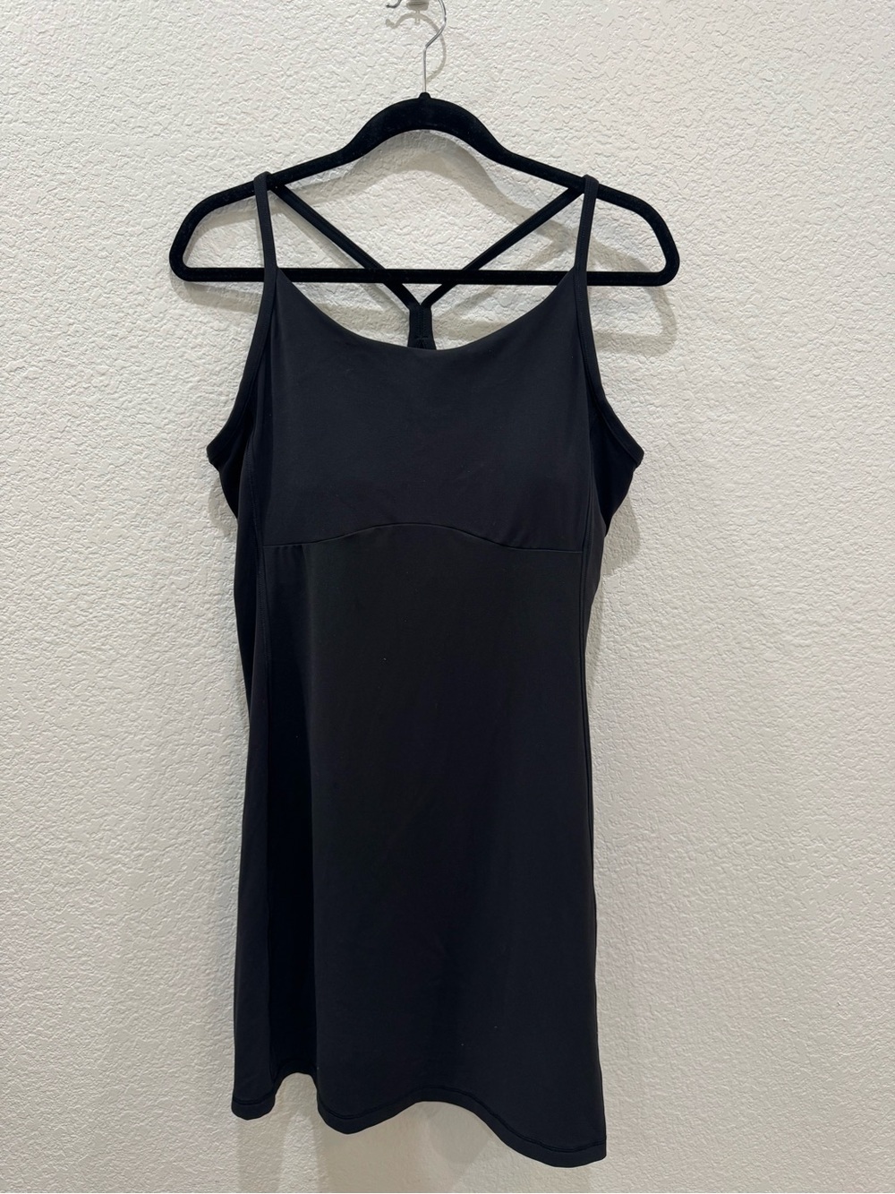 Athleta Black Racerback Athletic Dress XL Built In Bra Sleeveless Active Flare
